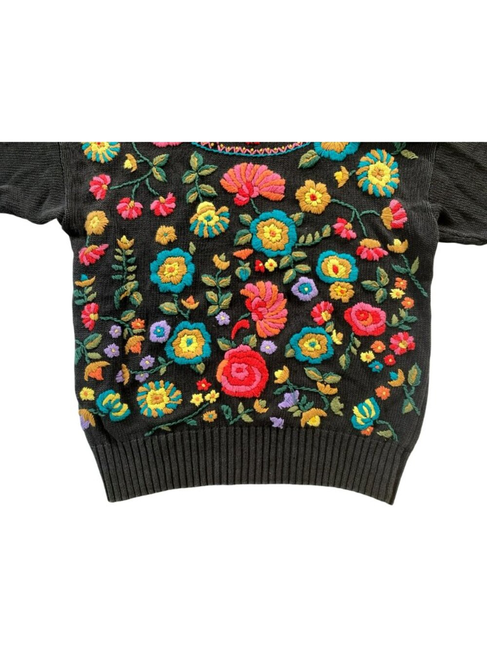 Vintage Sweater Essence Cottagecore Grannycore Floral Crewel Y2K 80's 90's LARGE - Picture 8 of 11